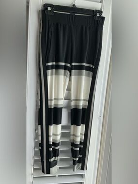 Striped Black & Cream Lounge Pants by NORMA KAMALI. size XXS